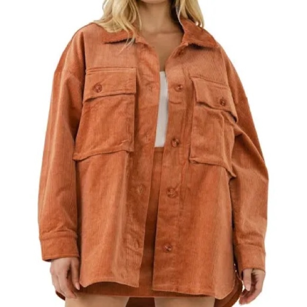New with tag GREY LAB Los Angeles Rust Corduroy Button over-sized Utility Jacket
